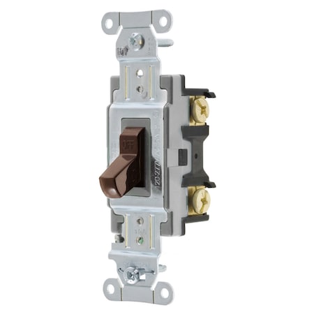 Hubbell Wiring Device-Kellems Switches and Lighting Controls, Toggle Switch, Commercial Grade, Double Pole, 15A 120/277V AC, Back and Side Wired, Brown CSB215